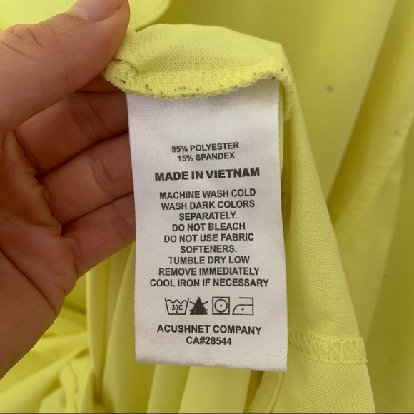 Men's Footjoy Neon Yellow with Silver Arrow Design Golf Polo Size L - Picture 5 of 9